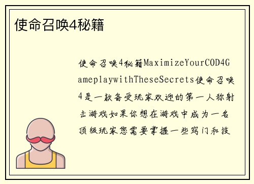 使命召唤4秘籍